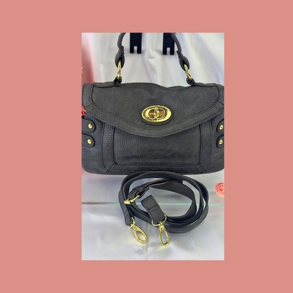 Olivia + Joy Dk Grey Pebbled Satchel ✨ Chic Gold Hardware Convertible Crossbody - Picture 5 of 6